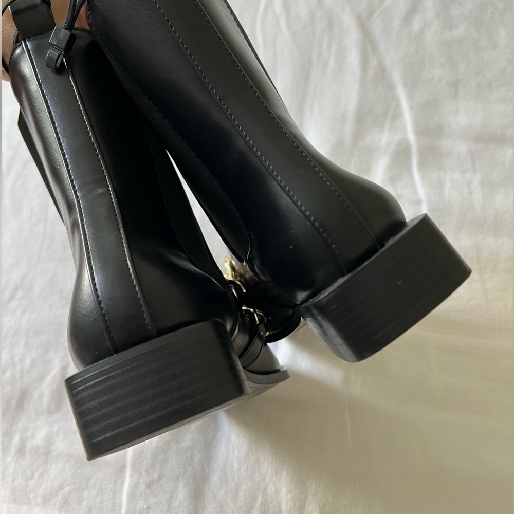 Zara Gold Chain Black Boots - Picture 3 of 5